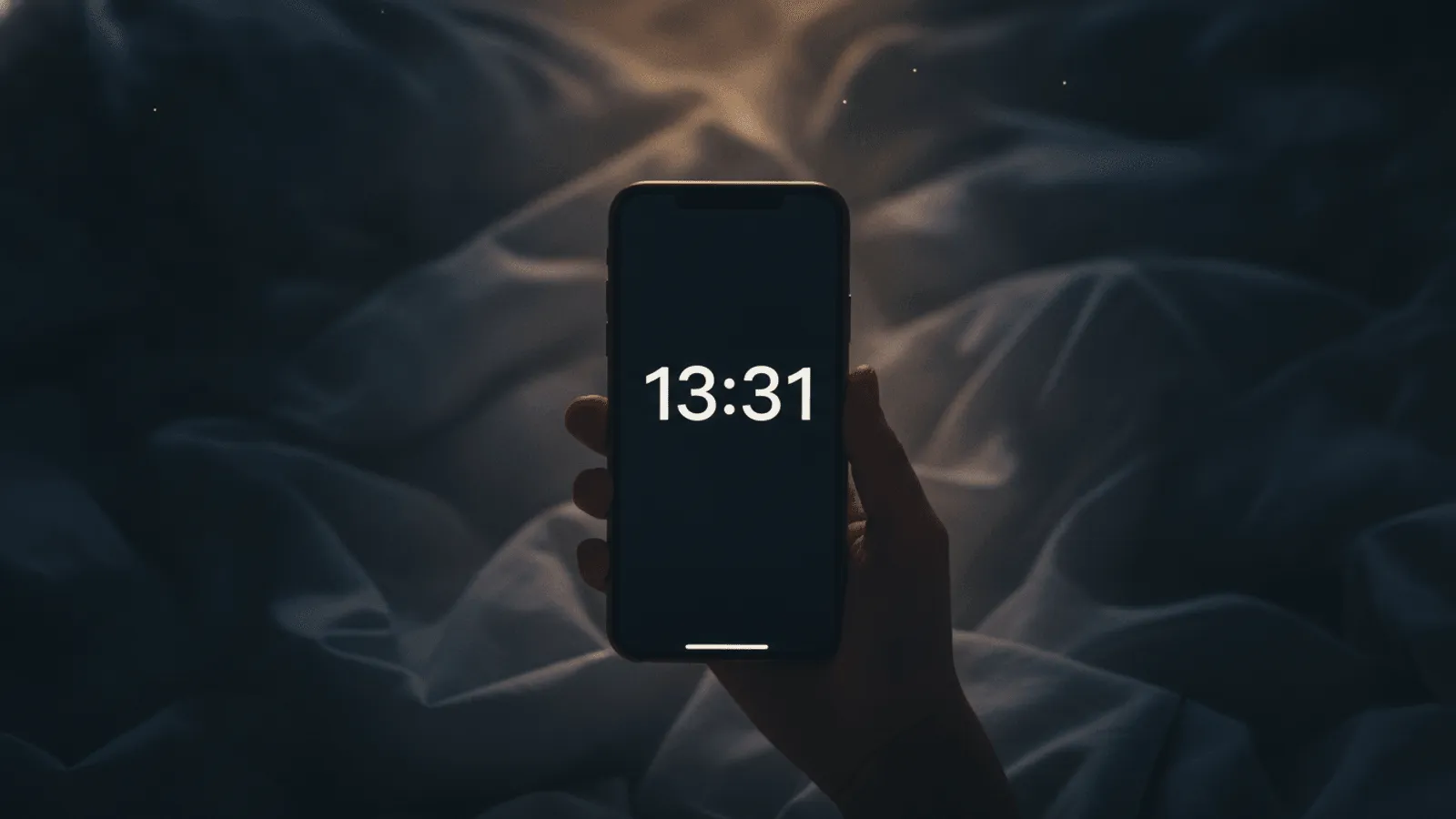 Relógio digital marcando 13:31 sobre uma mesa serena, com a luz suave da tarde e um caderno aberto ao lado